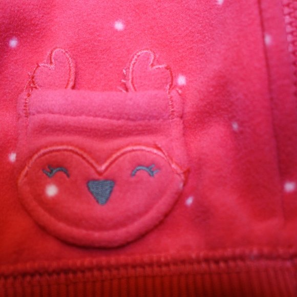 Carter's New Born zip up pink w white polka dots hoodie with white socks - Picture 3 of 5